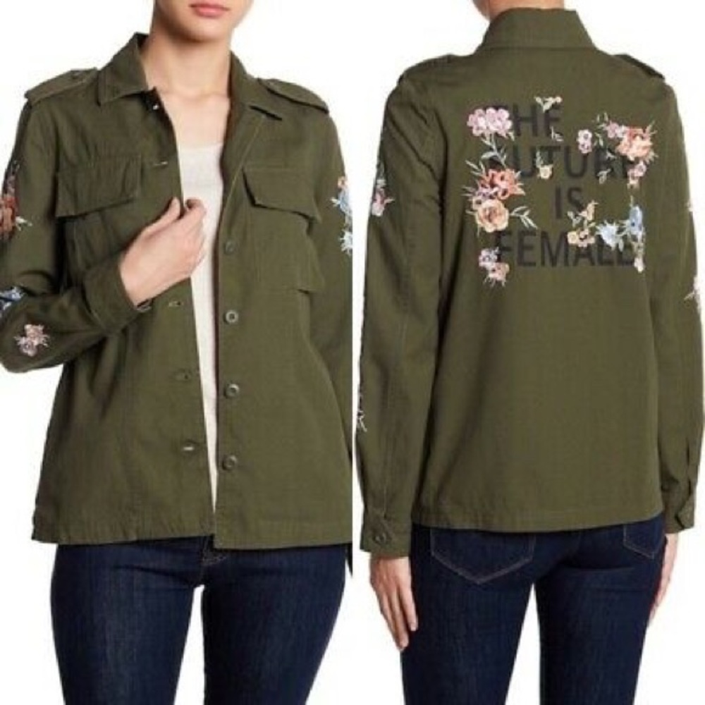Coffeeshop Future Fem Embroidered Military Jacket!